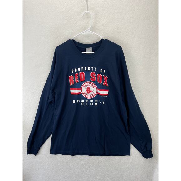 MLB Boston Red Sox Long Sleeve Shirt Men’s 2XL Blue Baseball Club Tee NWT - Picture 2 of 7
